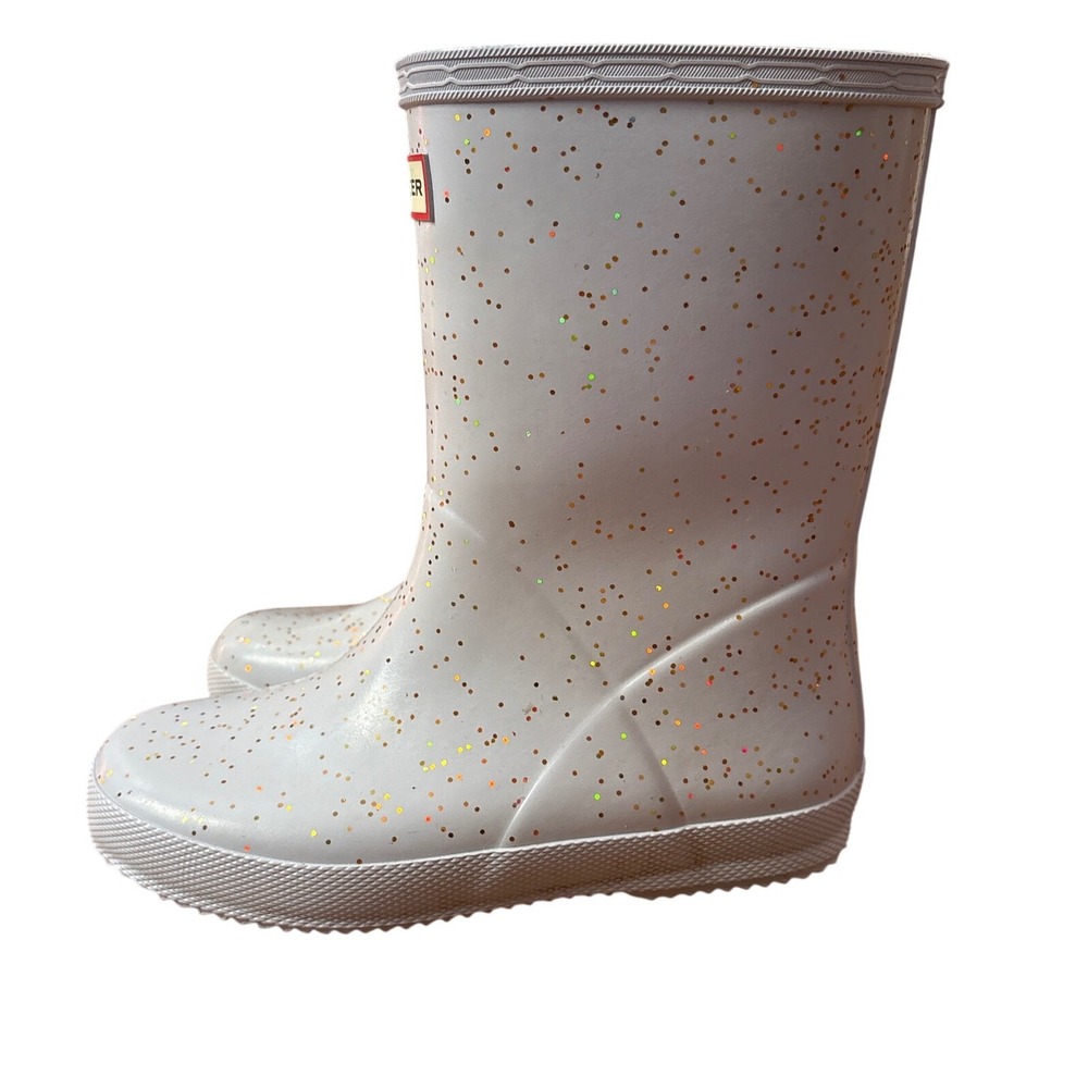 Hunter Rain Boots Kids Silver Glitter Waterproof Classic SIZE 12